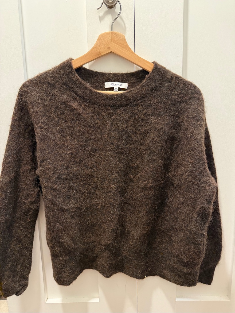 Madewell Brown Fuzzy Crewneck Sweater